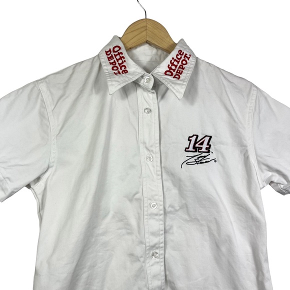 Nascar Chase Authentics #14 Tony Stewart Racing White Button Down Shirt Size M - Picture 2 of 12
